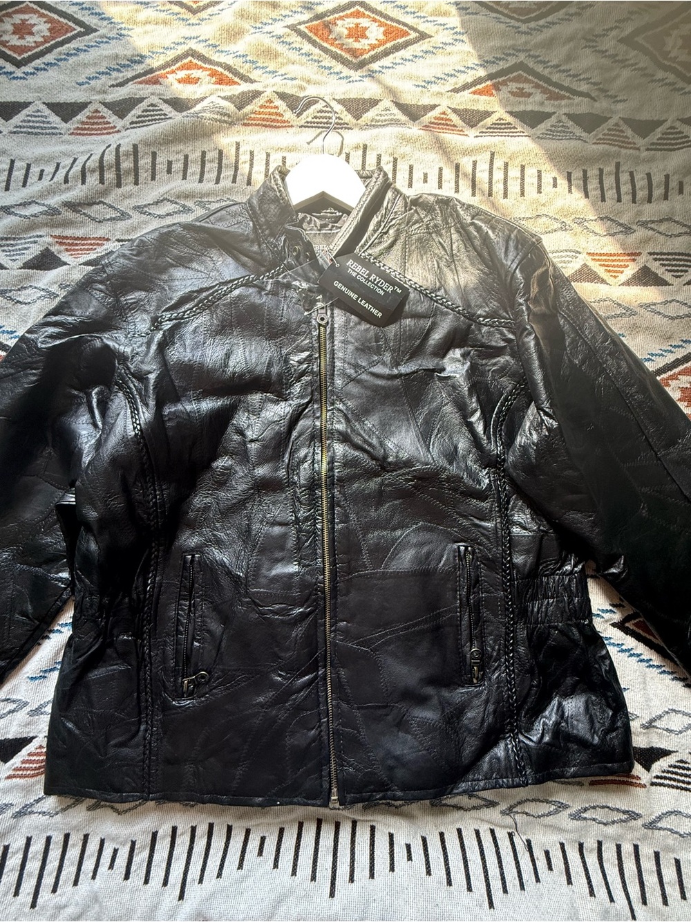 black leather motorcycle jacket